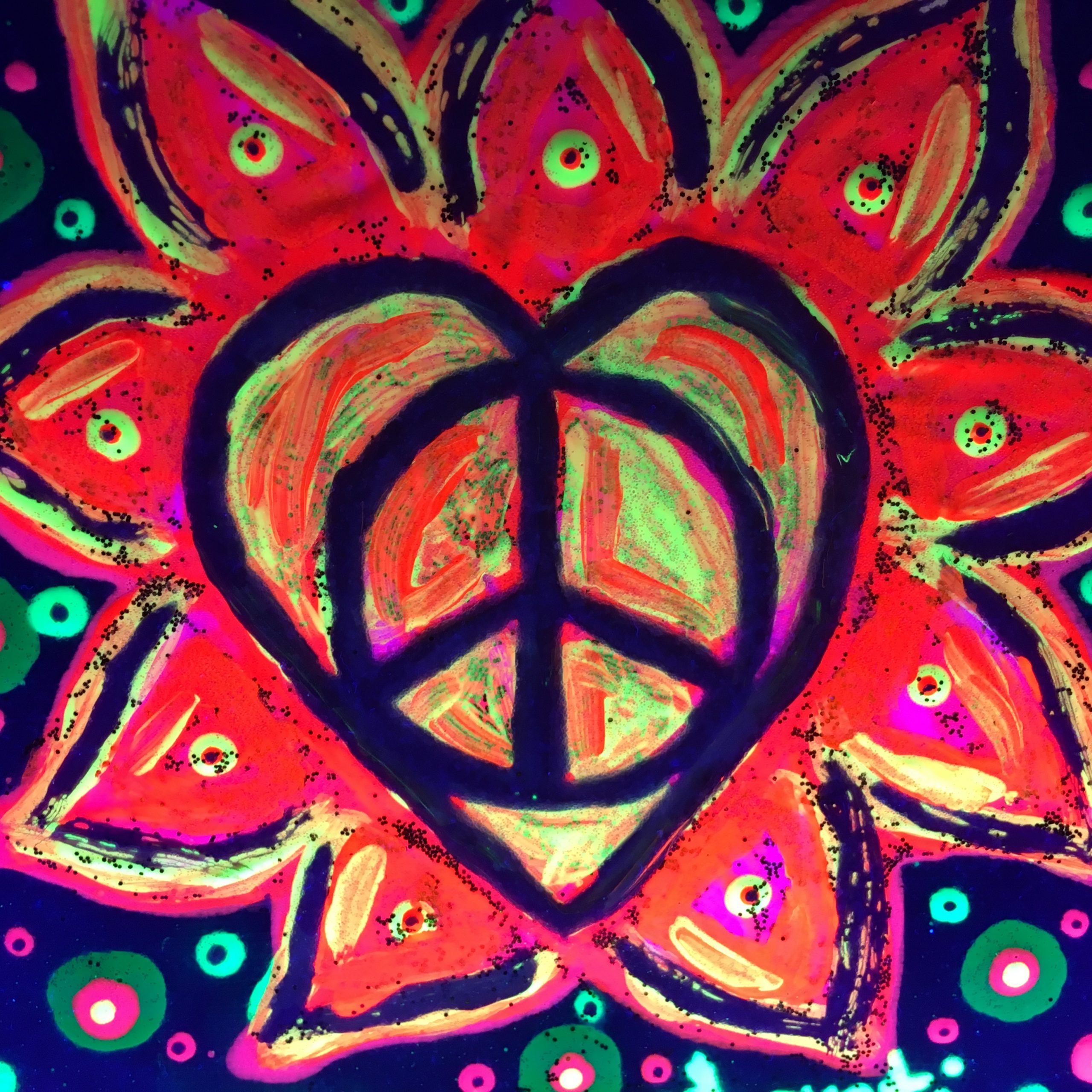 PEACE & LOVE LOTUS (with neon light)